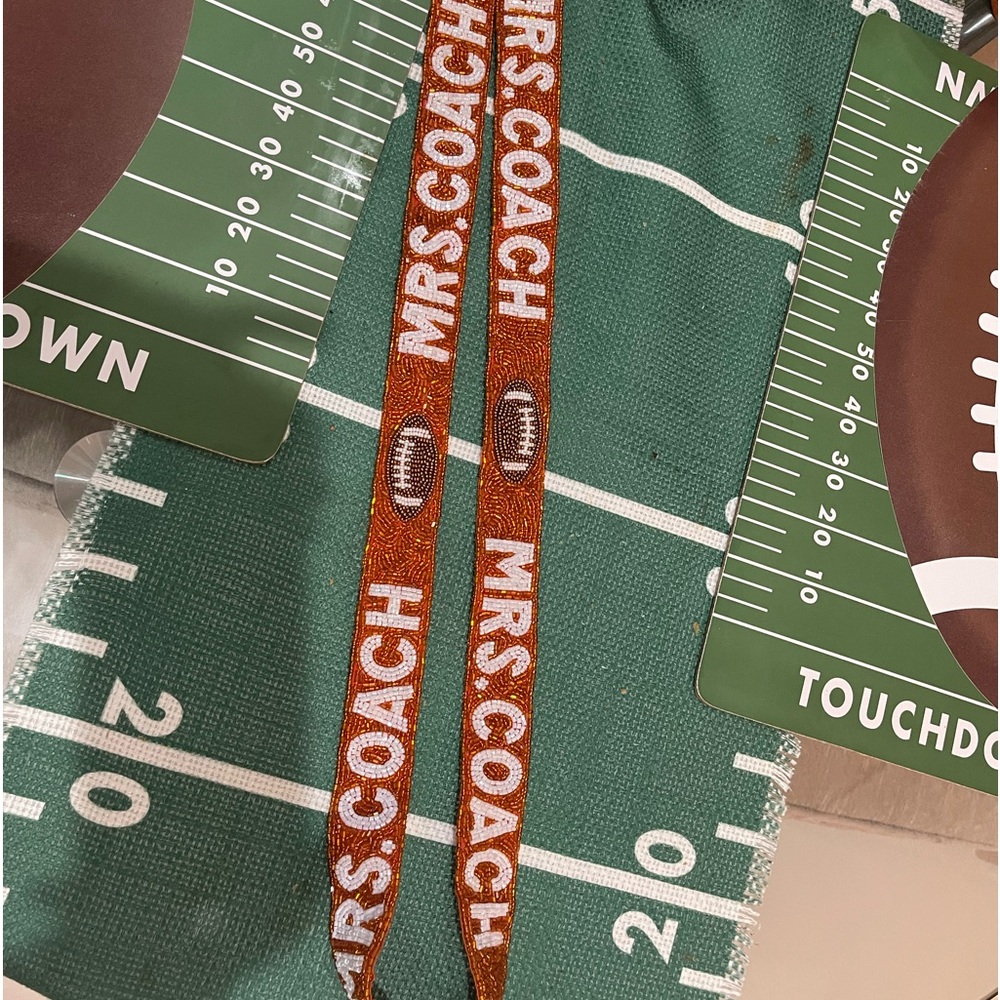 Game day purse strap! Beautiful Mrs. Coach orange football beaded purse strap!